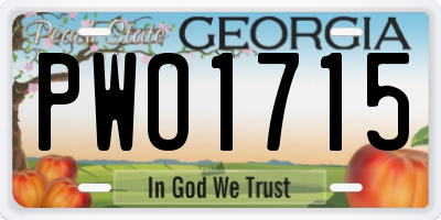 GA license plate PWO1715