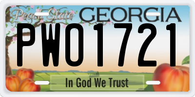 GA license plate PWO1721