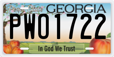 GA license plate PWO1722