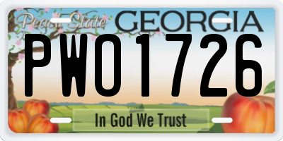 GA license plate PWO1726