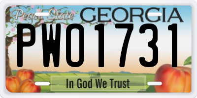 GA license plate PWO1731