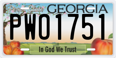 GA license plate PWO1751