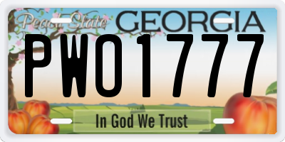GA license plate PWO1777