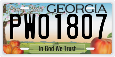 GA license plate PWO1807