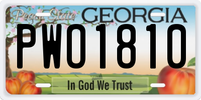 GA license plate PWO1810