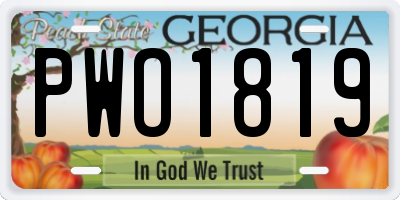 GA license plate PWO1819