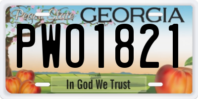 GA license plate PWO1821