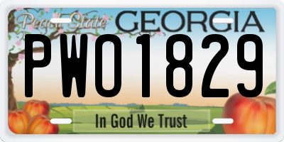 GA license plate PWO1829