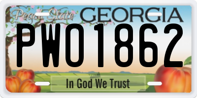 GA license plate PWO1862