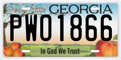 GA license plate PWO1866