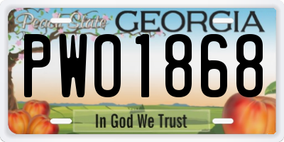 GA license plate PWO1868
