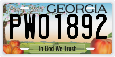 GA license plate PWO1892