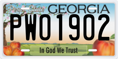 GA license plate PWO1902