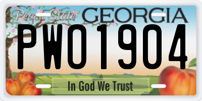 GA license plate PWO1904