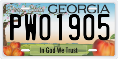 GA license plate PWO1905