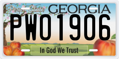 GA license plate PWO1906