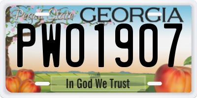 GA license plate PWO1907