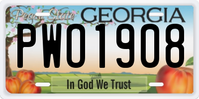 GA license plate PWO1908