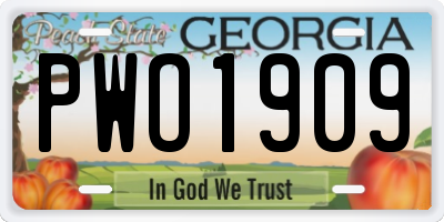 GA license plate PWO1909