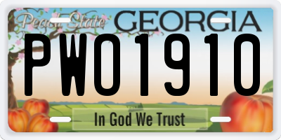GA license plate PWO1910