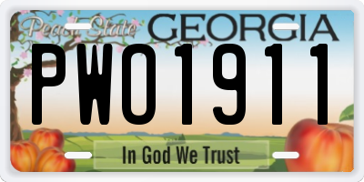 GA license plate PWO1911
