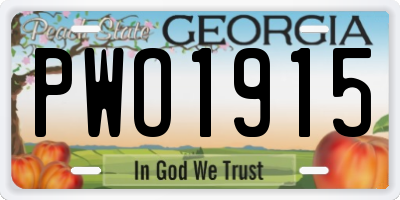 GA license plate PWO1915