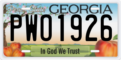 GA license plate PWO1926