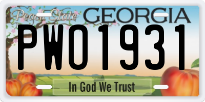 GA license plate PWO1931