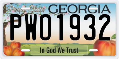GA license plate PWO1932