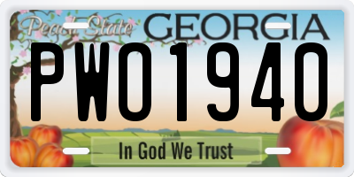 GA license plate PWO1940