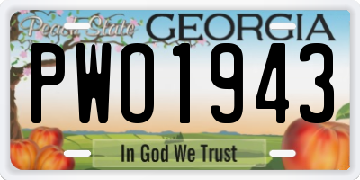 GA license plate PWO1943