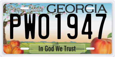 GA license plate PWO1947
