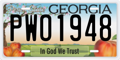 GA license plate PWO1948