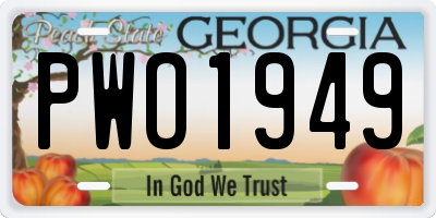 GA license plate PWO1949