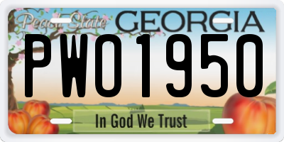 GA license plate PWO1950
