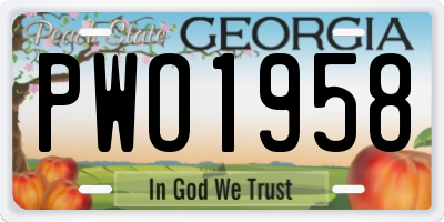 GA license plate PWO1958