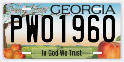 GA license plate PWO1960