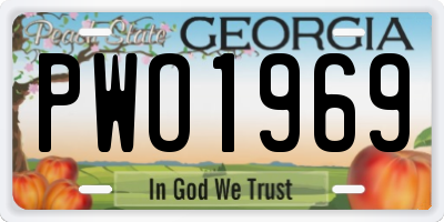 GA license plate PWO1969