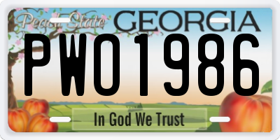 GA license plate PWO1986