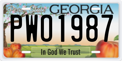 GA license plate PWO1987