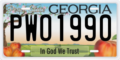 GA license plate PWO1990