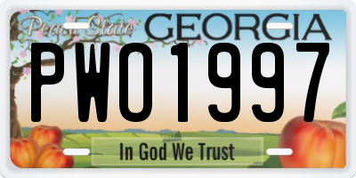 GA license plate PWO1997