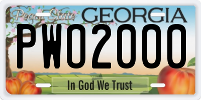 GA license plate PWO2000
