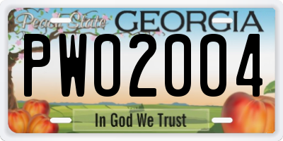 GA license plate PWO2004