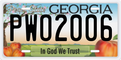 GA license plate PWO2006