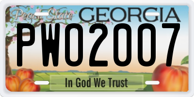 GA license plate PWO2007