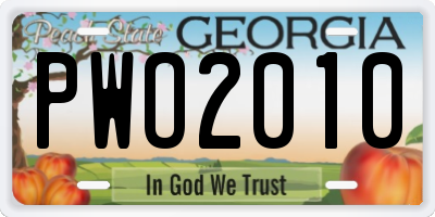 GA license plate PWO2010