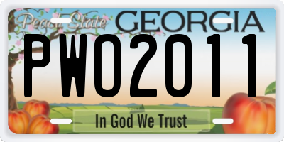 GA license plate PWO2011