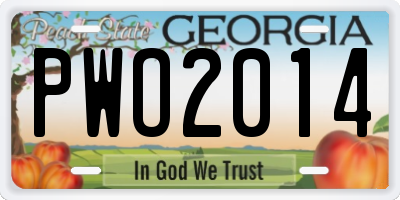 GA license plate PWO2014