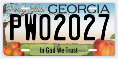 GA license plate PWO2027